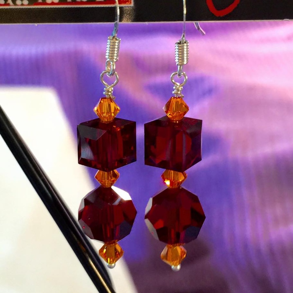 BACK TO BUSINESS SALE! Siam red cube earrings NEW!